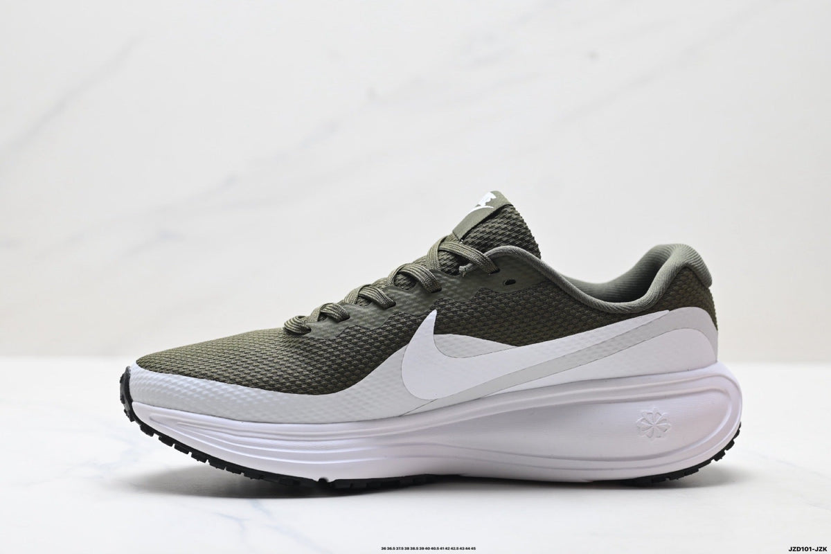 Nike Revolution 8 Running Shoes in Olive Green and White - product image from the listing.