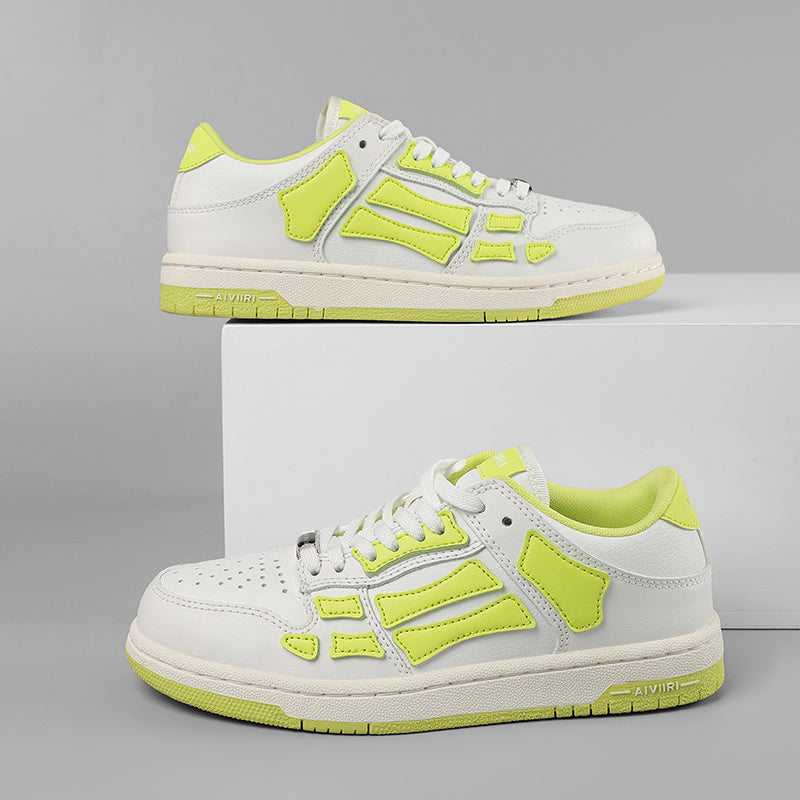 AMIRI Bone Low-Top Sneakers in White and Neon in Green - product image from the listing.