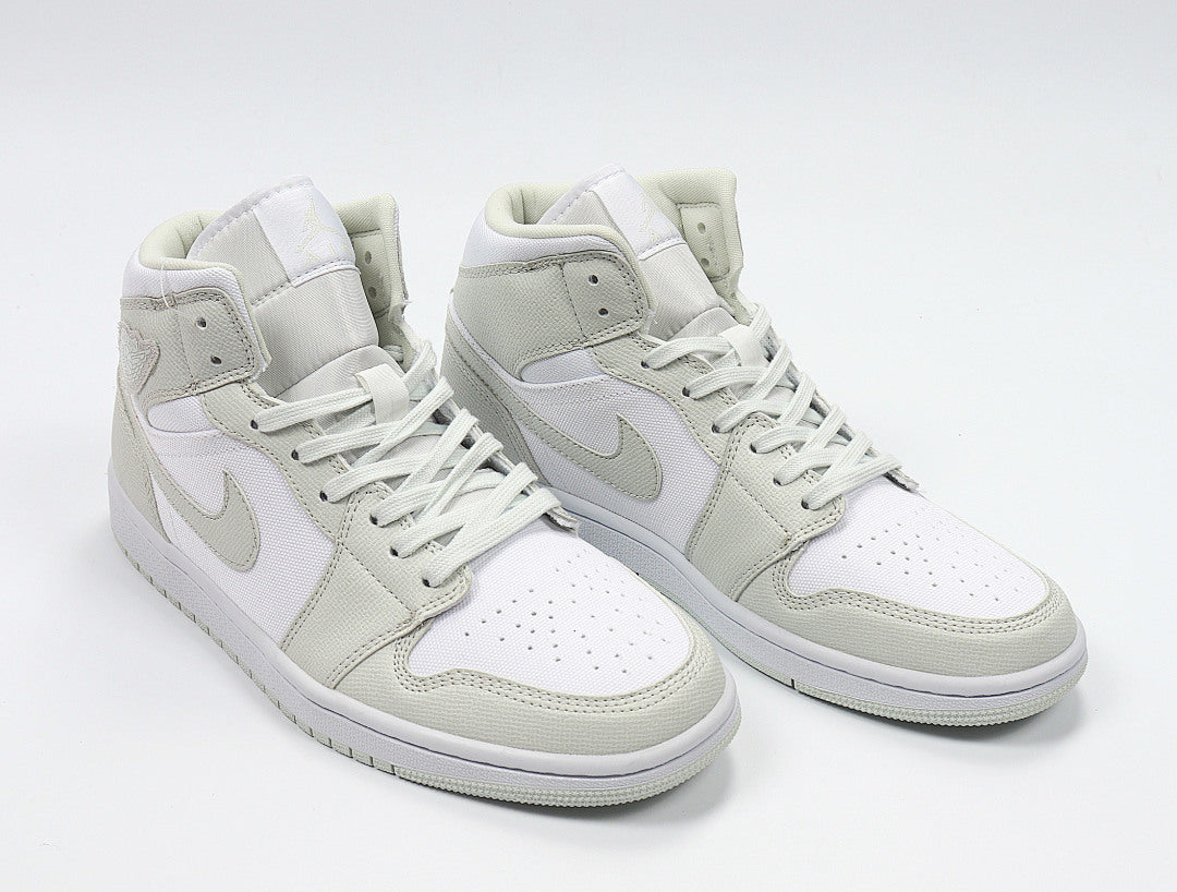 Nike Air Jordan 1 Mid Sneakers in White Grey CV5280-103 - product image from the listing.
