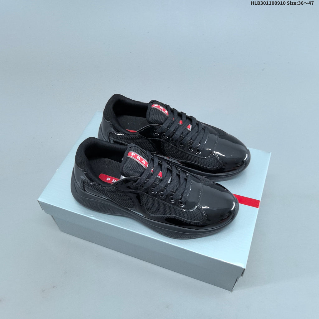 Prada America's Cup Low-Cut Sneakers, Patent-Style Colorways - product image from the listing.