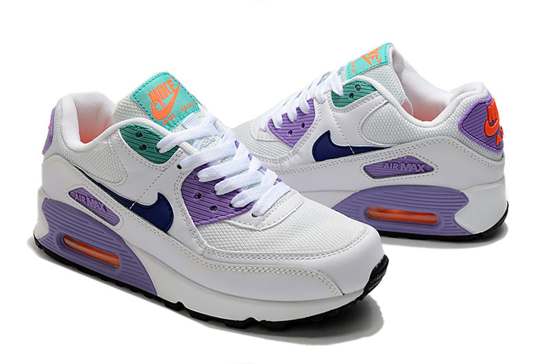Women's Nike Air Max 90 White Purple Sneakers - product image from the listing.
