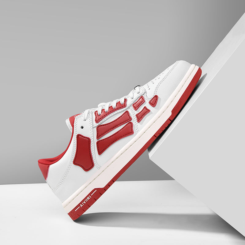 AIVIIRI Low-Top Sneakers in White and Red MFS003-124 - product image from the listing.