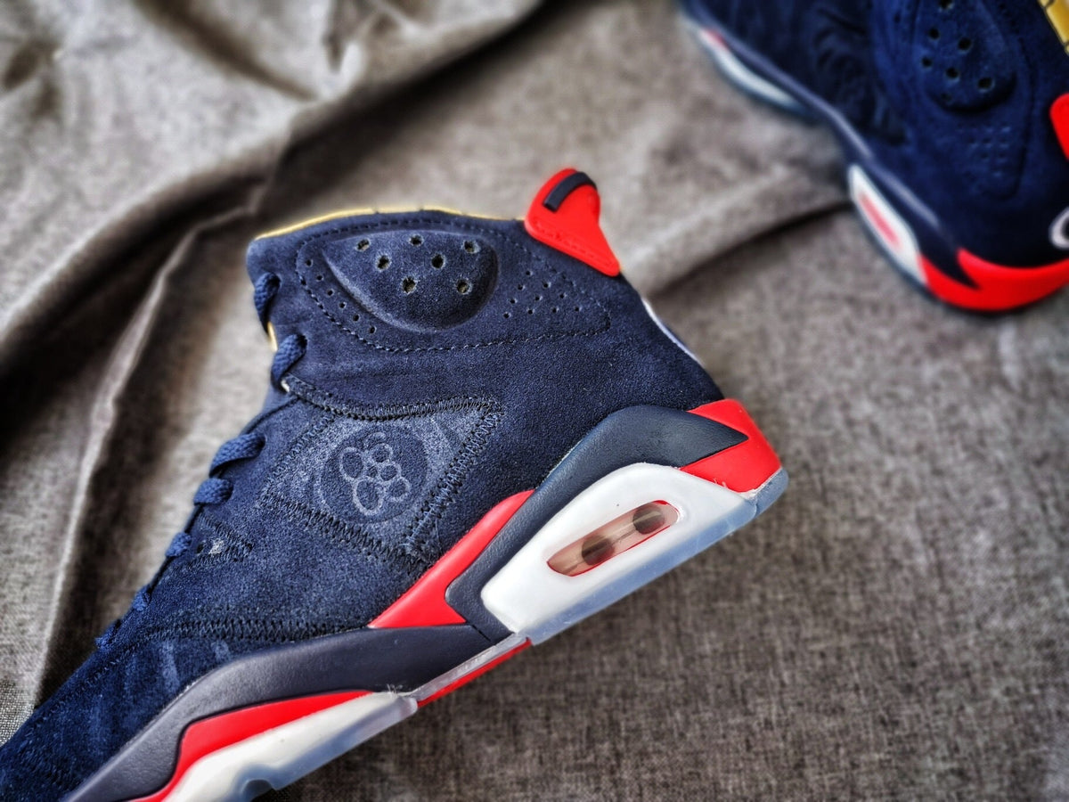Air Jordan 6 Retro Sneakers in Navy Red White - product image from the listing.