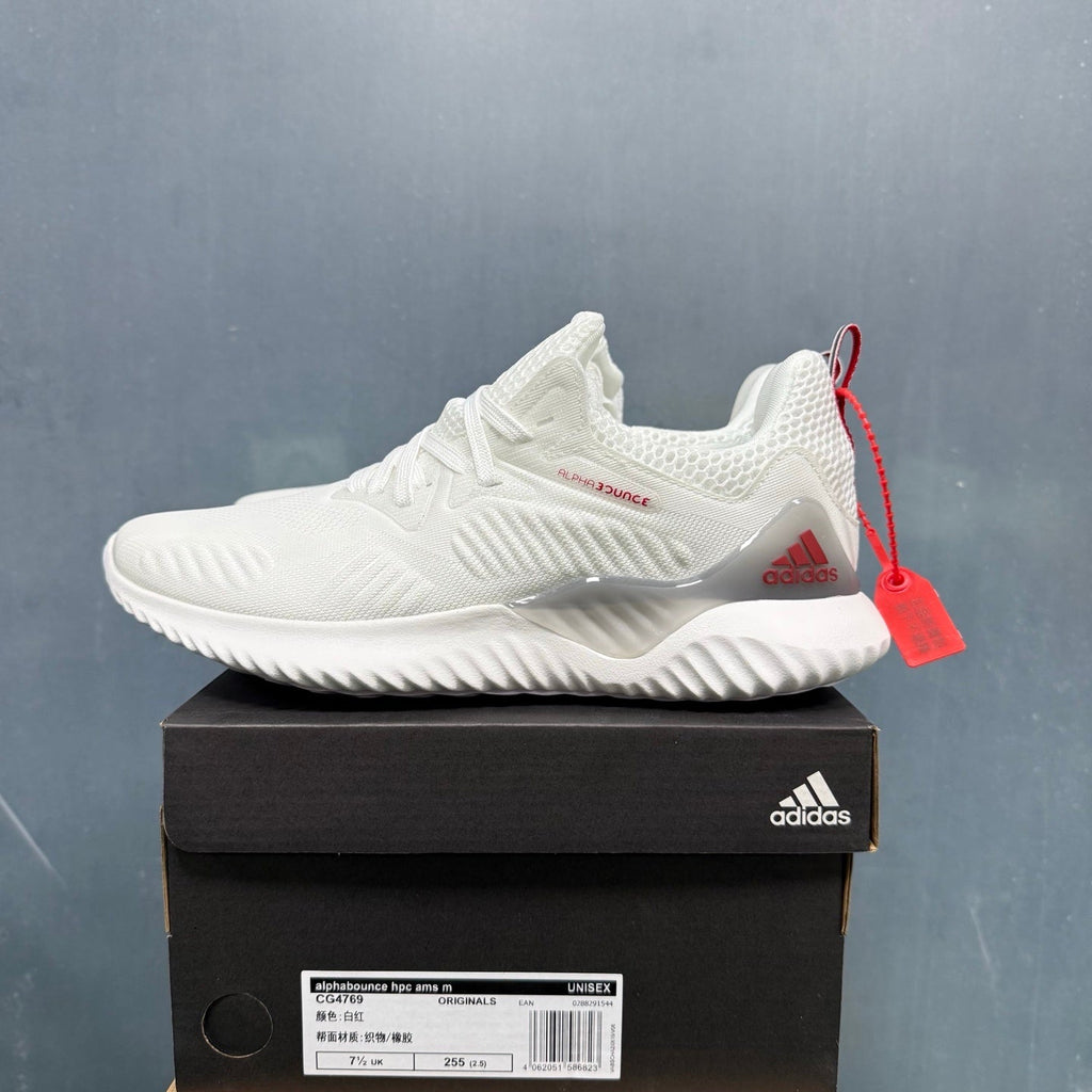 adidas Alphabounce HPC AMS Sneakers in White Red - product image from the listing.