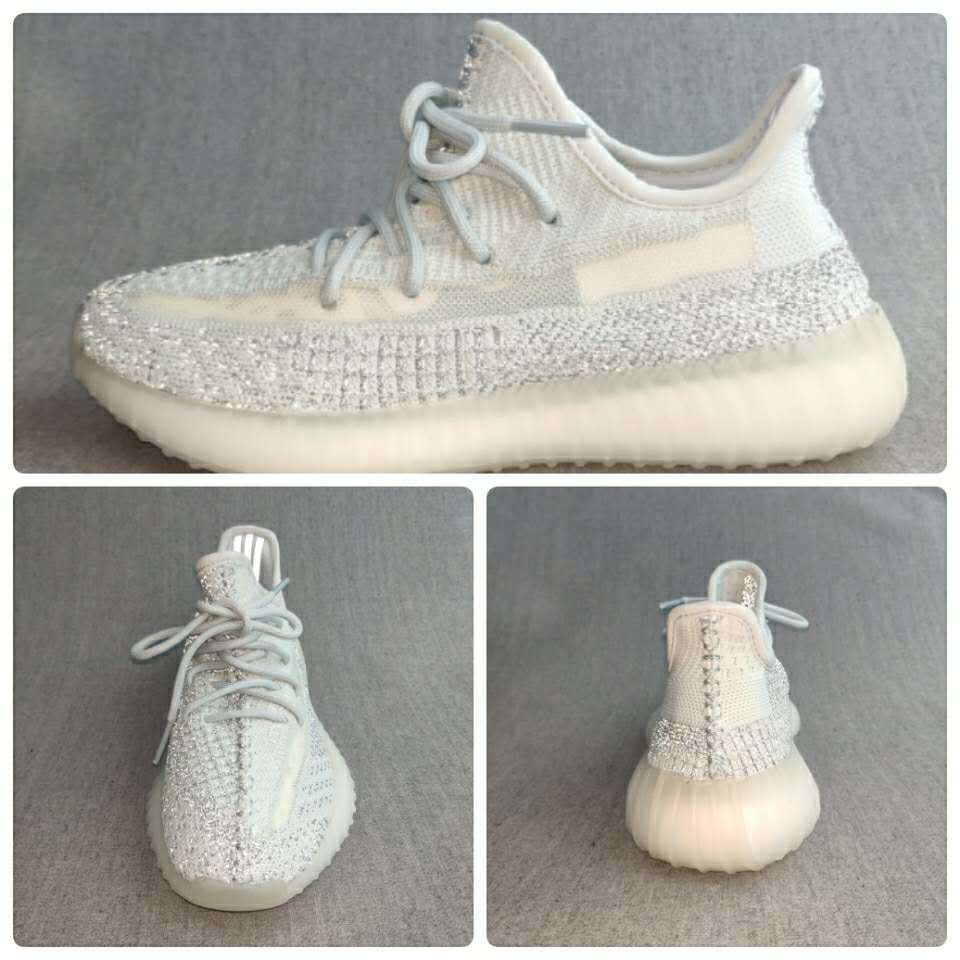 Cream White Yeezy Boost 350 V2 Reflective Sneakers - product image from the listing.