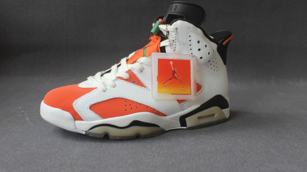 Air Jordan 6 Gatorade Basketball Sneakers in White Orange - product image from the listing.