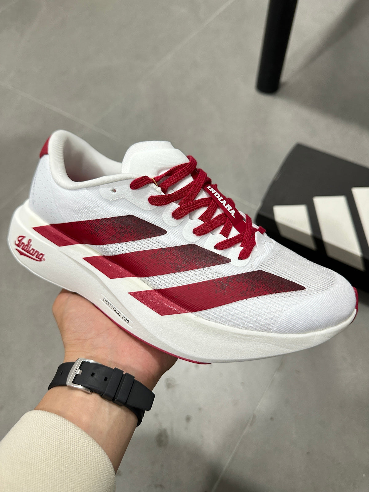 adidas Adizero Lightstrike Pro Running Shoes in White Red JQ4576 - product image from the listing.