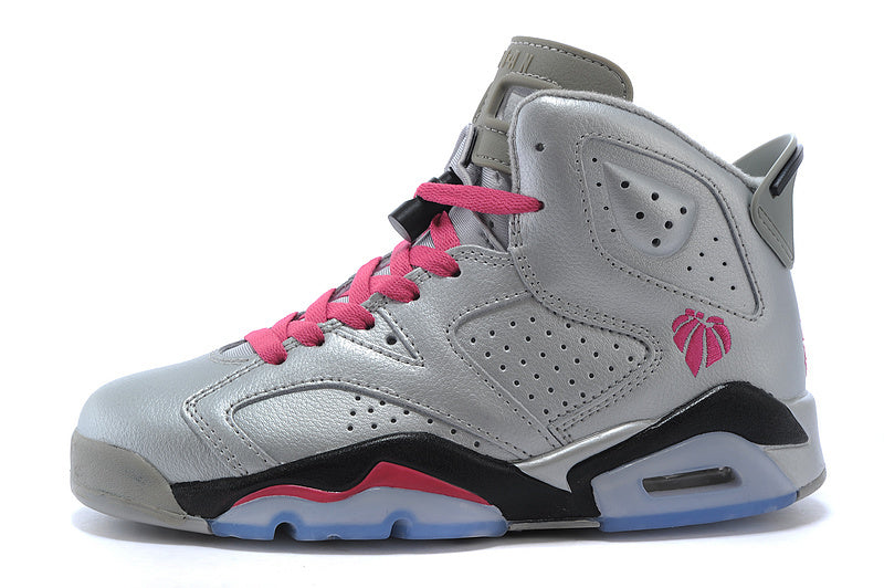 Air Jordan 6 High-Top Sneakers Pink Gray 543390-009 - product image from the listing.