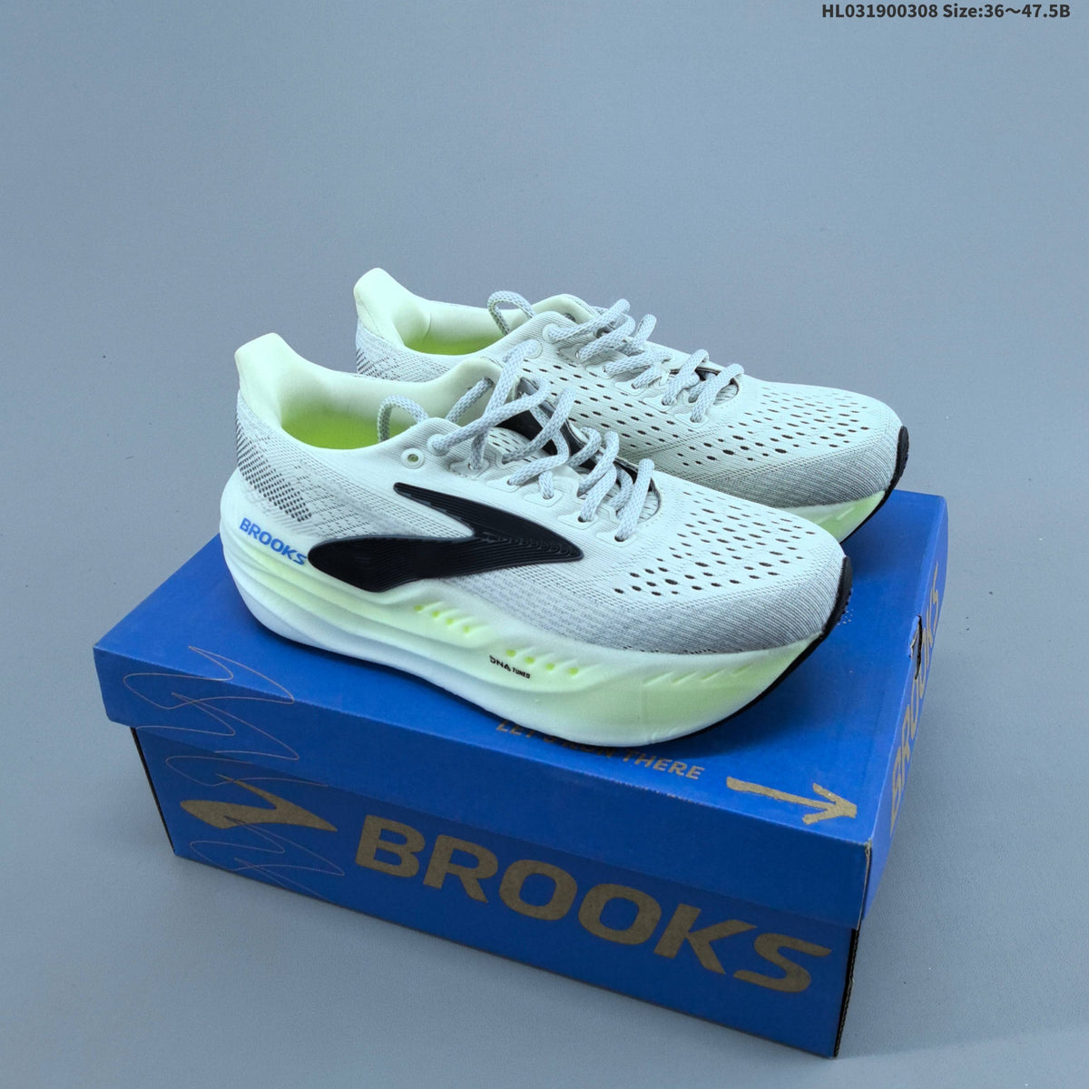 White and Grey Brooks Glycerin Max Running Shoes - product image from the listing.