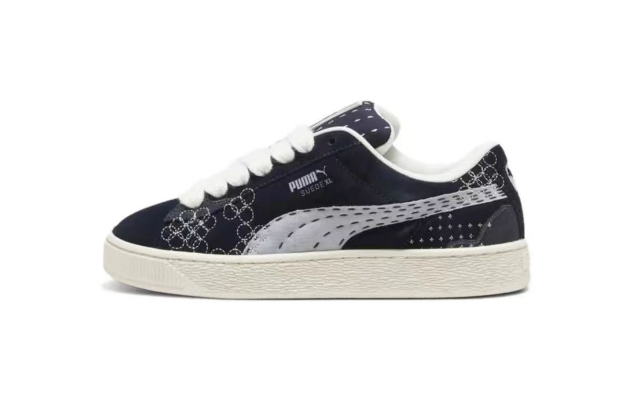 Navy and White Puma Court Classic Low-Top Sneakers - product image from the listing.