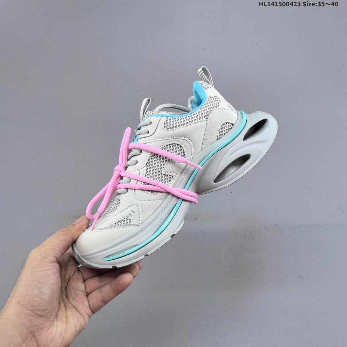 GG-CC Retro Low-Top Sneakers, Chunky Sole, in White and Silver - product image from the listing.