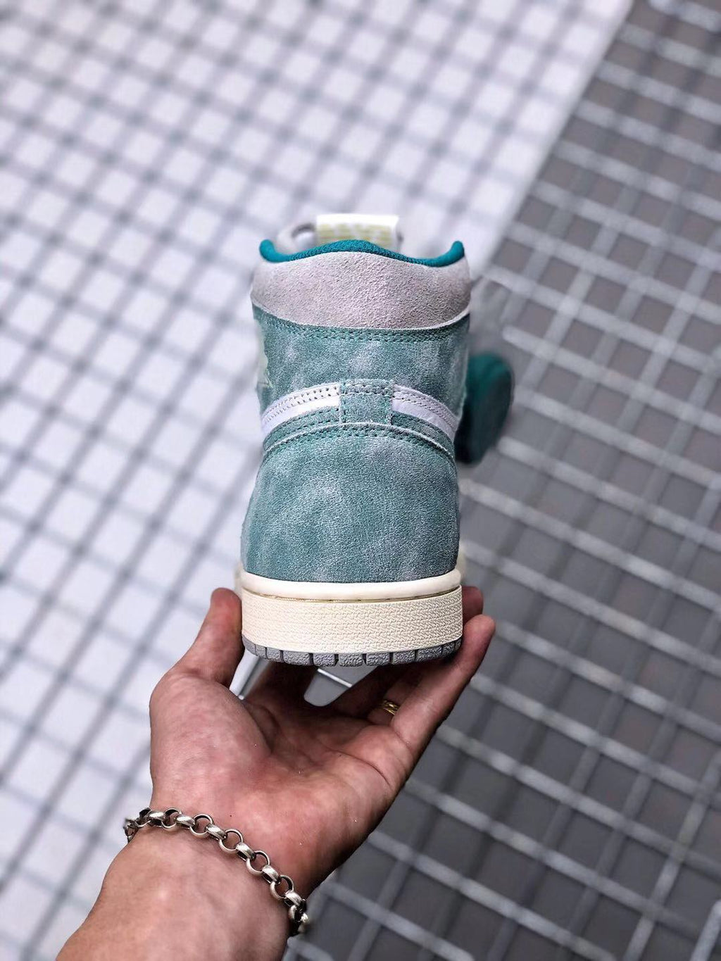 Air Jordan 1 High OG Teal and White Sneakers - product image from the listing.