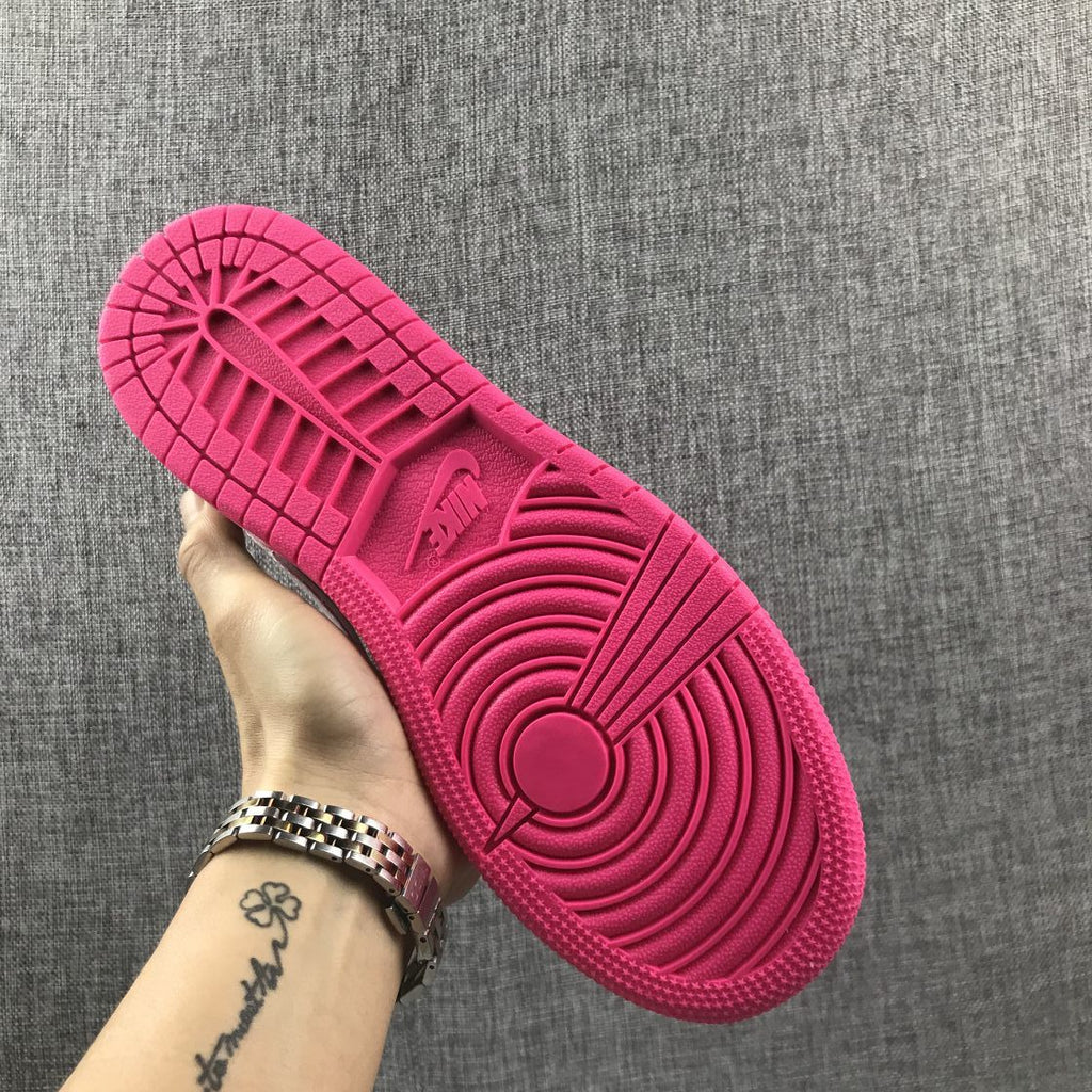 Air Jordan 1 Mid Sneakers in White Pink 555112-611 - product image from the listing.
