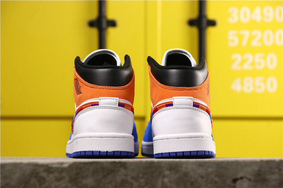 Jordan 1 High Sneakers in Blue Orange White 852542-146 - product image from the listing.