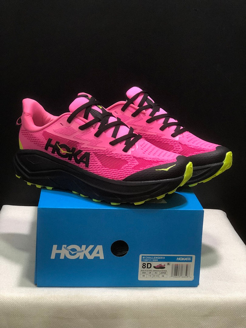 Pink HOKA Challenger 8 Trail Running Shoes - product image from the listing.