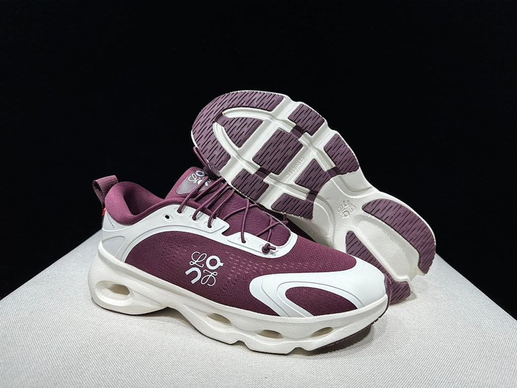 On x LOEWE Cloudventure 3.0 Sneakers, White and Wine in Red - product image from the listing.