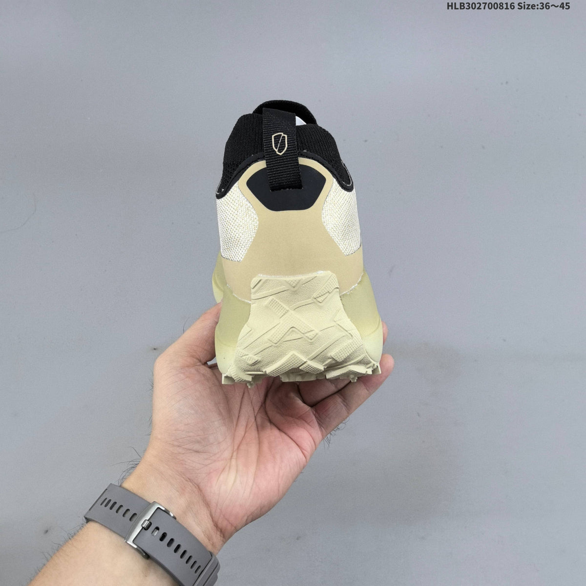 Cream and Black Norda 055 Trail Running Shoes - product image from the listing.
