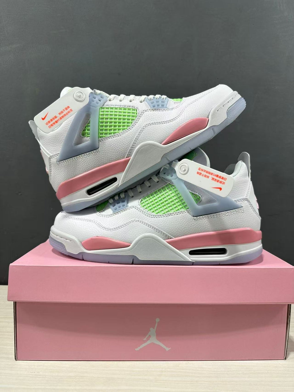 Air Jordan 4 Retro White Pink Green IB7068-100 - product image from the listing.