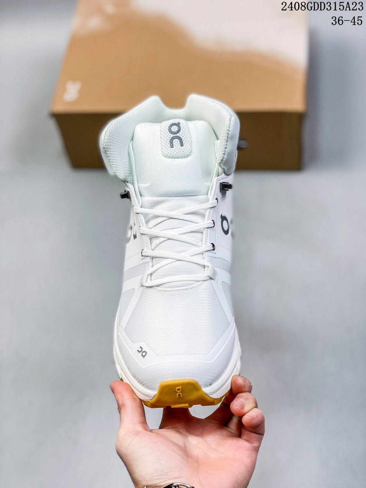 On Cloudnova Flux Trainers White and Mustard - product image from the listing.