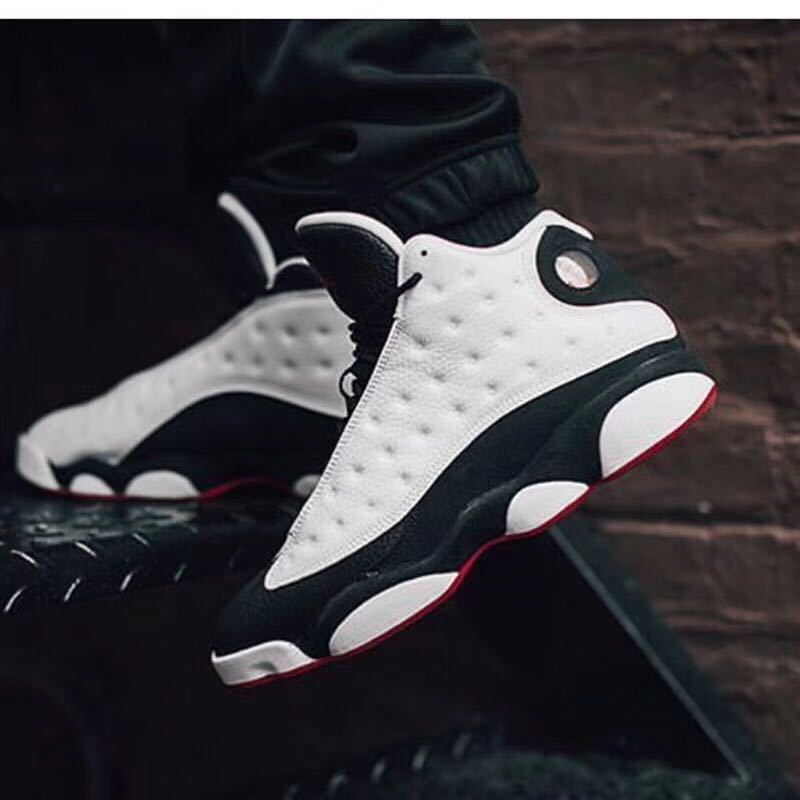 Air Jordan 13 He Got Game Sneakers in Black White Red - product image from the listing.