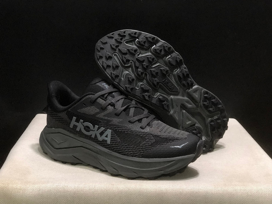 Black HOKA Challenger 8 Trail Running Shoes - product image from the listing.