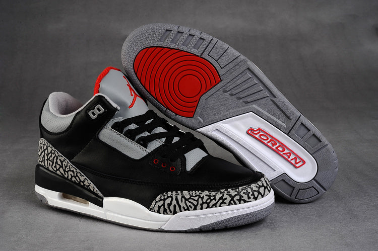Air Jordan 3 Black Grey Red High-Top Sneakers - product image from the listing.