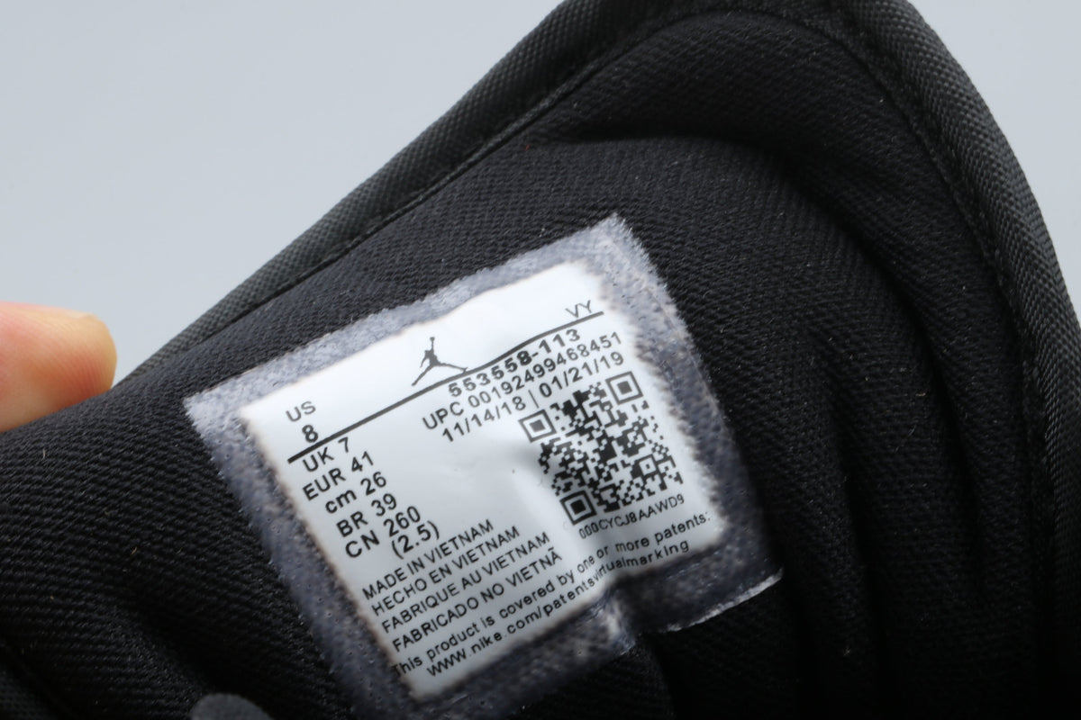 Jordan 1 Low Green Toe Sneakers in Black White Green - product image from the listing.