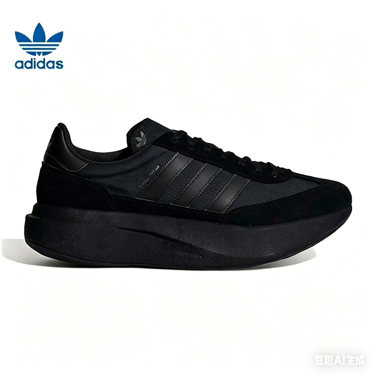 Adidas Black Leather-Style Low-Cut Sneakers - product image from the listing.