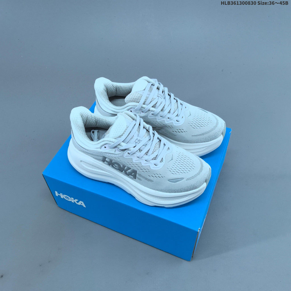 HOKA Bondi 9 Low-Top Shoes for Running, White, Style 1162012 - product image from the listing.