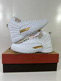 Air Jordan 12 Phantom White Metallic Gold Sneakers FD9101-007 - product image from the listing.