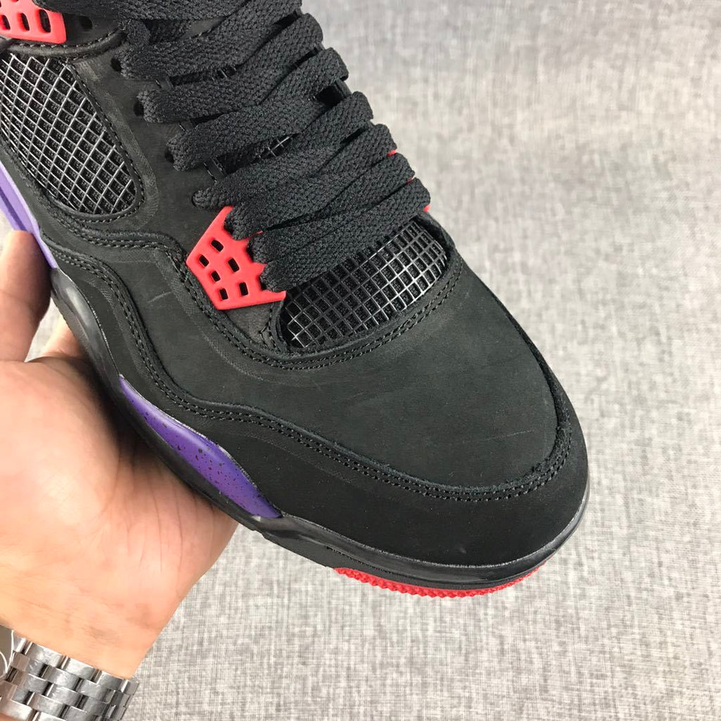 Air Jordan 4 Raptors Black Purple Red Sneakers - product image from the listing.