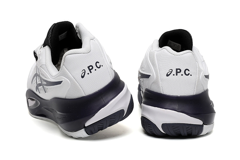 ASICS Gel-Resolution White and Navy Tennis Footwear - product image from the listing.