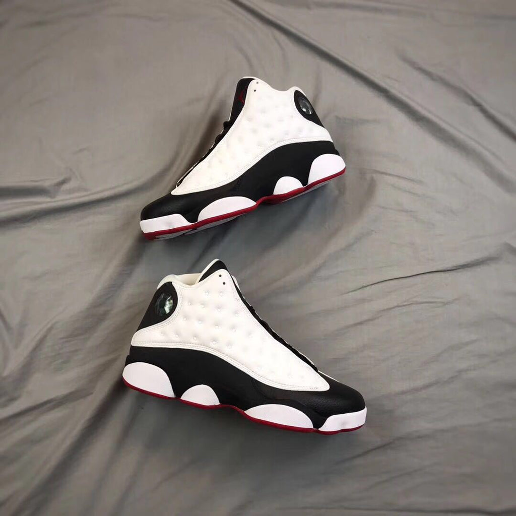 Air Jordan 13 He Got Game Sneakers in Black White Red - product image from the listing.