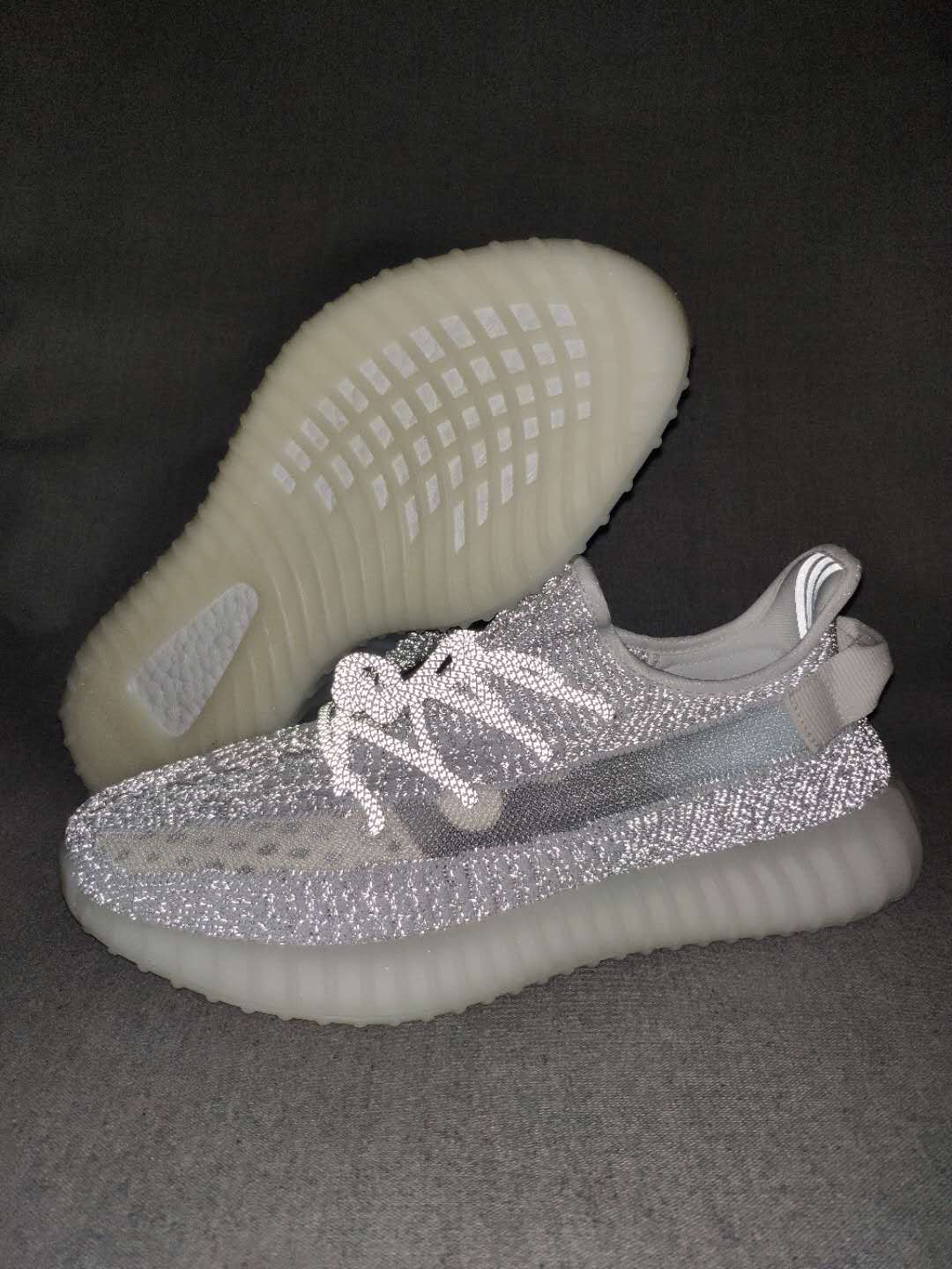 Yeezy Boost 350 V2 Sneakers in Gray Knit - product image from the listing.