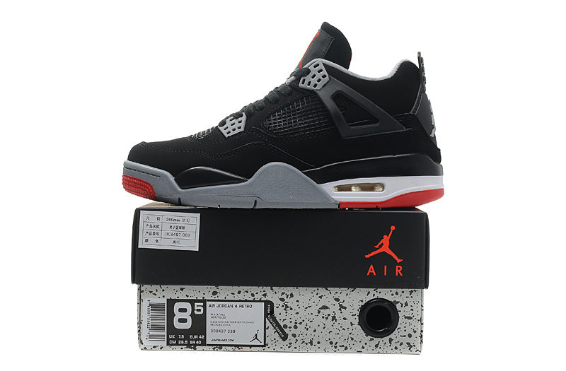 Jordan 4 Retro Basketball Shoes in Black/Red - product image from the listing.