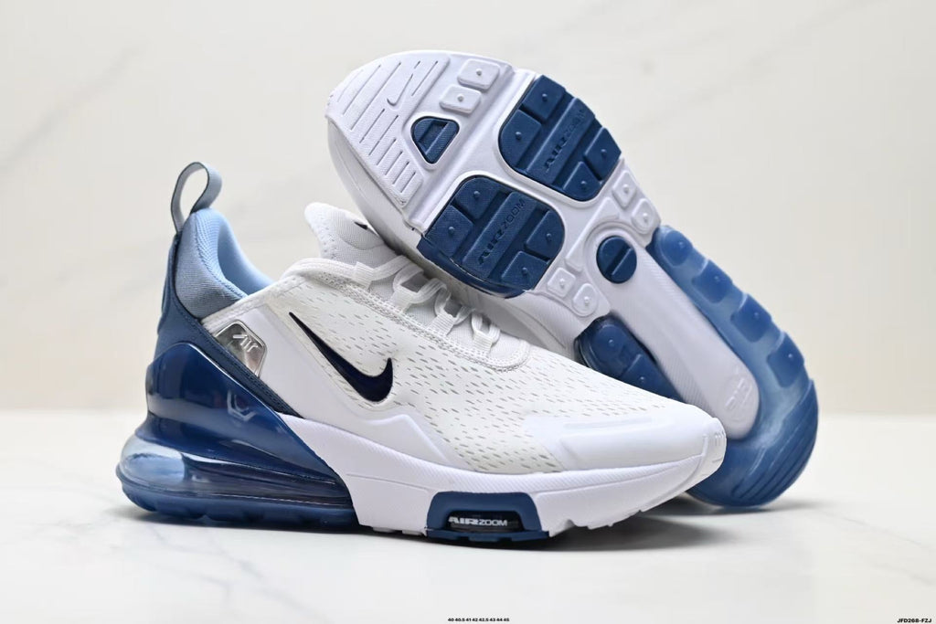 Nike Air Max 270 Sneakers in White and Deep Blue - product image from the listing.