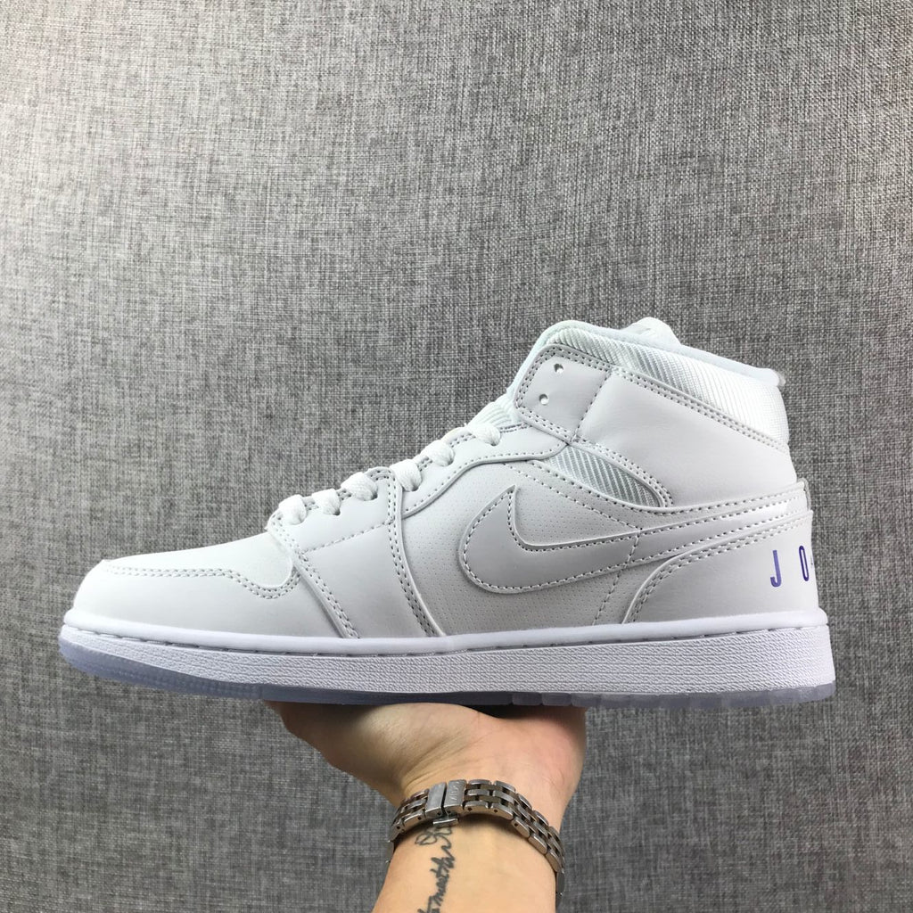 White Sneakers with Translucent Outsole - Air Jordan 1 Mid - product image from the listing.