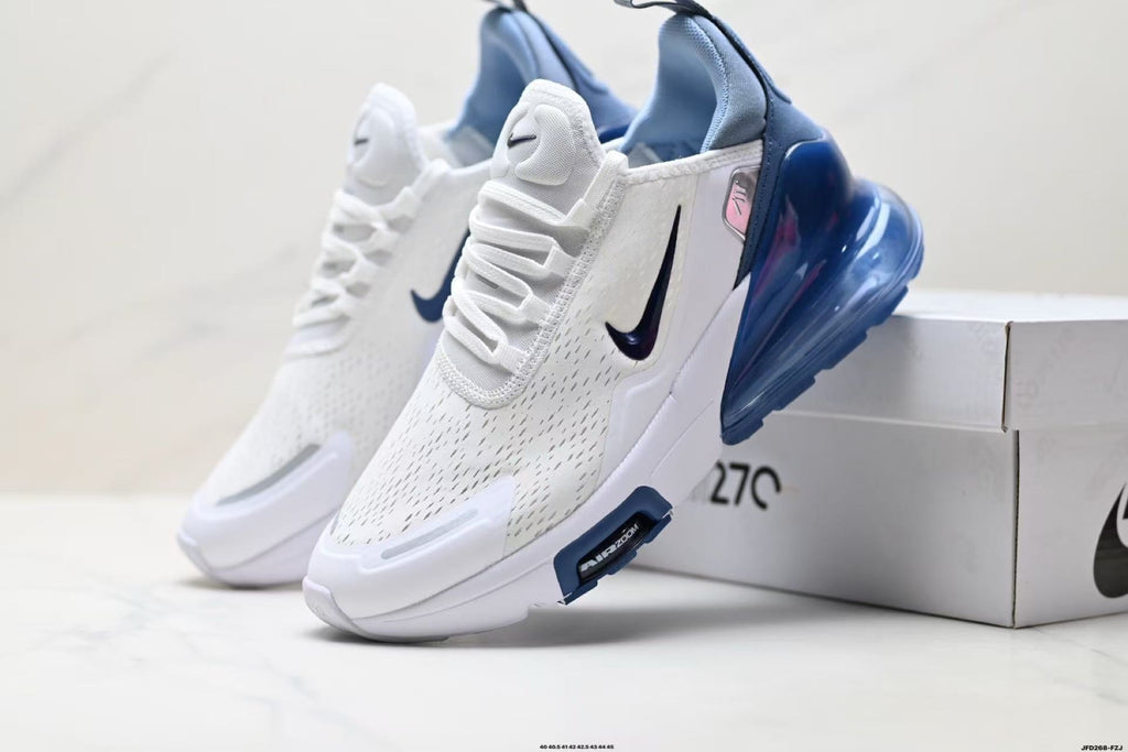 Nike Air Max 270 Sneakers in White and Deep Blue - product image from the listing.
