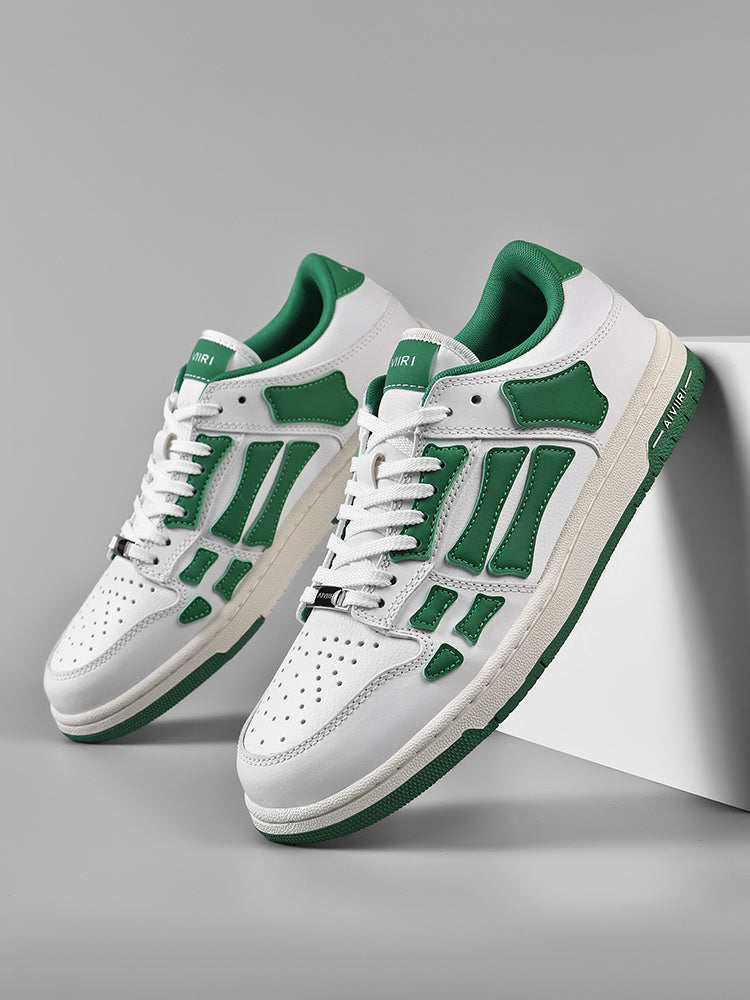 AVIRY Low-Cut Sneakers in White and Green, MFS003-114 - product image from the listing.