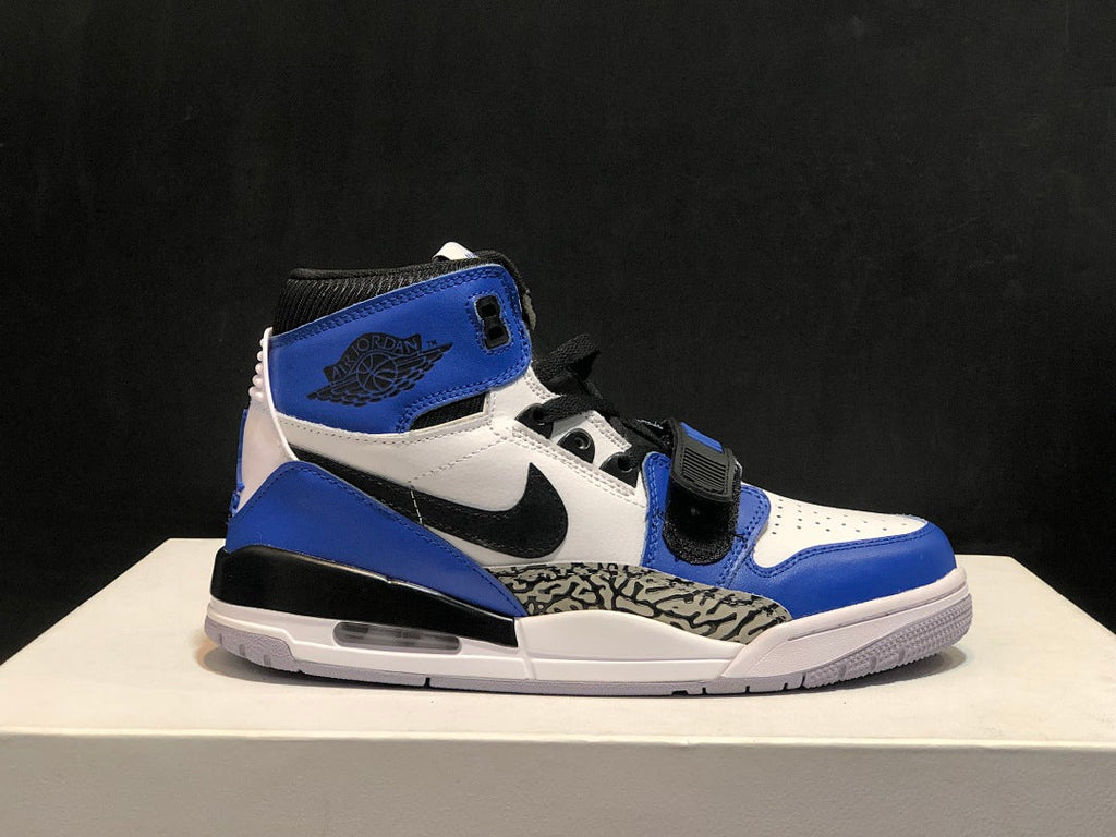 Jordan Legacy 312 High-Top Sneakers in White Blue AQ4160-104 - product image from the listing.
