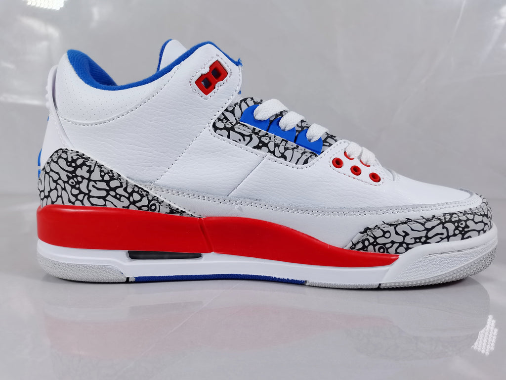 White Red Blue Elephant Print Sneakers - Jordan 3 Retro - product image from the listing.