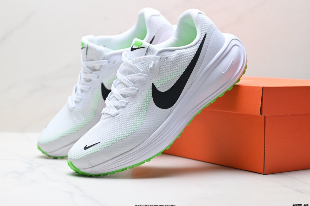 Nike Revolution 8 Running Shoes in White and Green - product image from the listing.