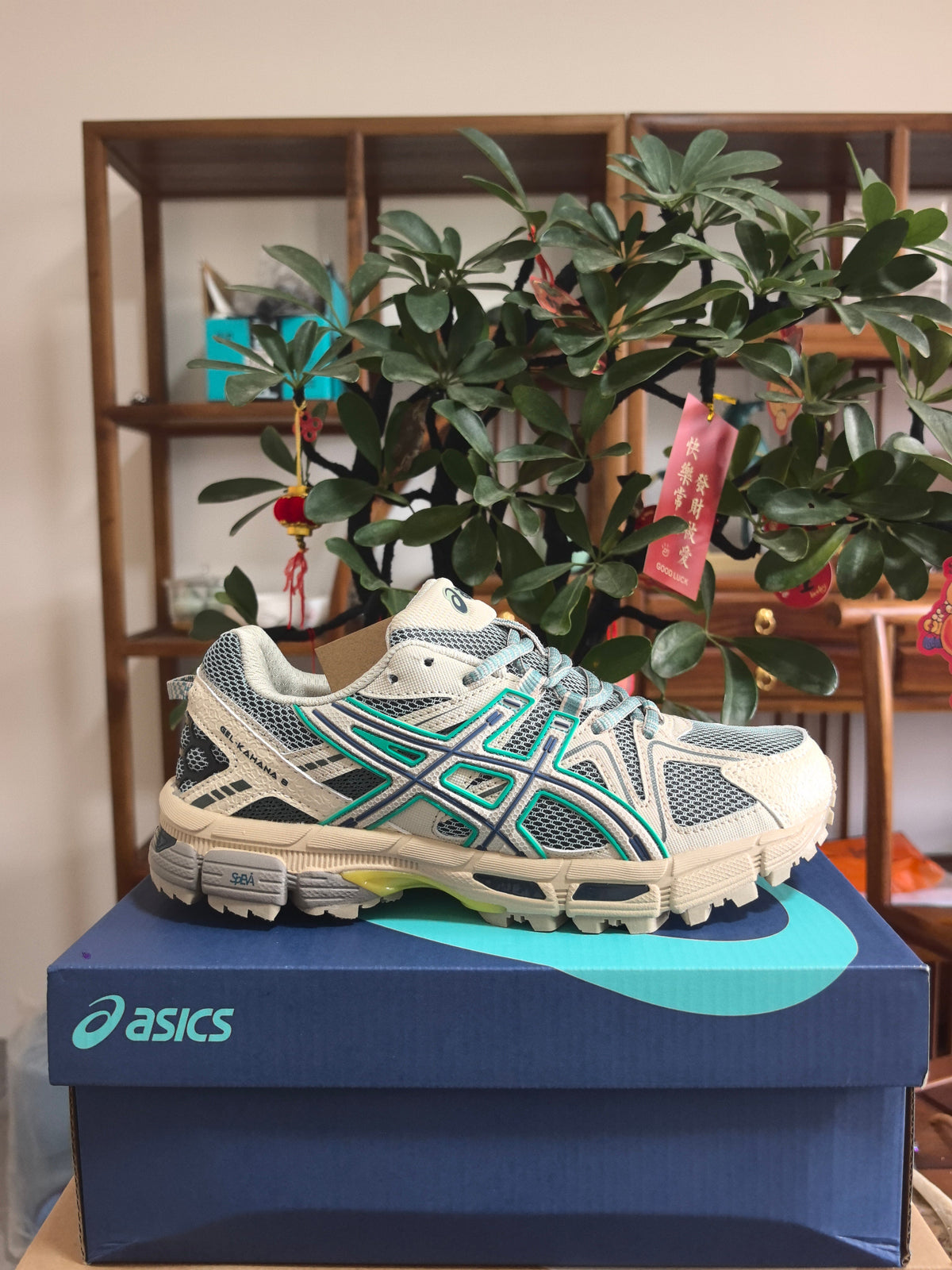 ASICS K4 Sneakers in Gray, in Cream and Teal - product image from the listing.