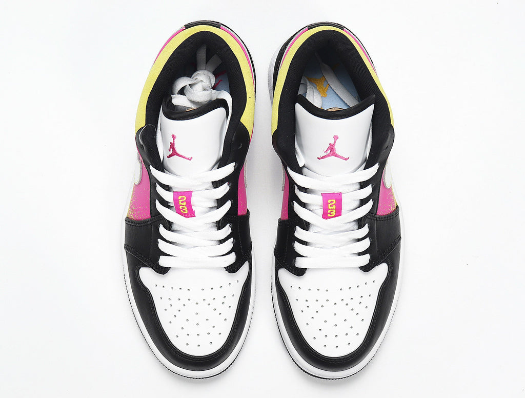 Nike Air Jordan 1 Low Sneakers in Yellow Pink Black CW5564-001 - product image from the listing.