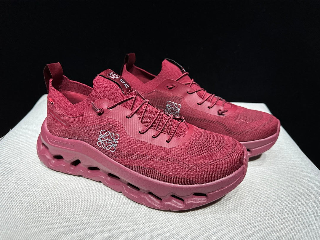 On x Loewe Cloudtilt Sneakers in Cherry in Burgundy - product image from the listing.