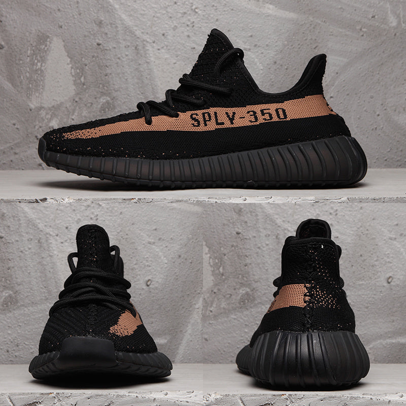 Yeezy Boost 350 V2 Sneakers in Black and Tan - product image from the listing.