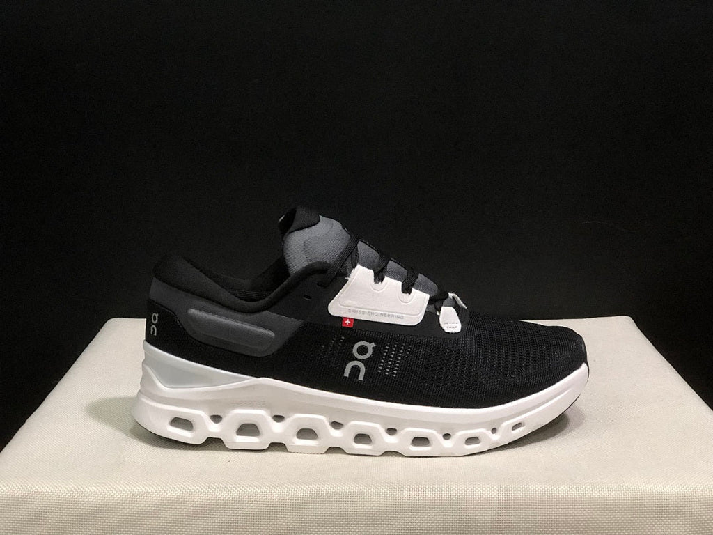 On Cloudstratus 3 Running Shoes, in Black and White - product image from the listing.