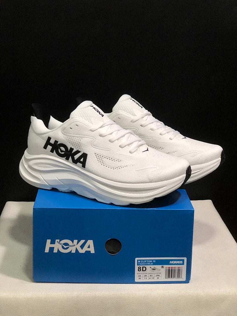 HOKA Clifton 10 Running Shoes in White - product image from the listing.