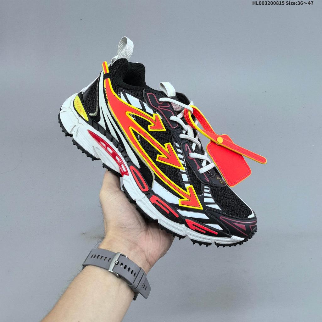 Black and Orange Off-White Be Right Back Low-Top Sneakers - product image from the listing.