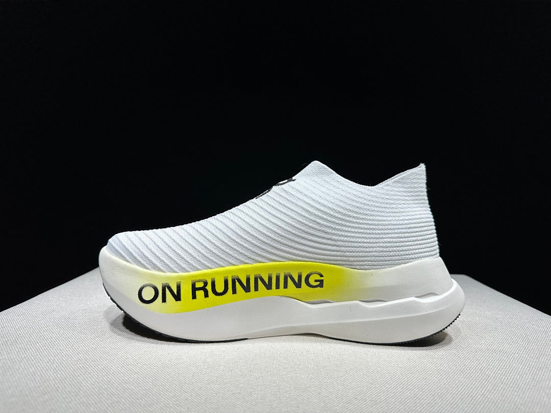 On Cloudboom Strike LS Running Shoes in White Lime - product image from the listing.